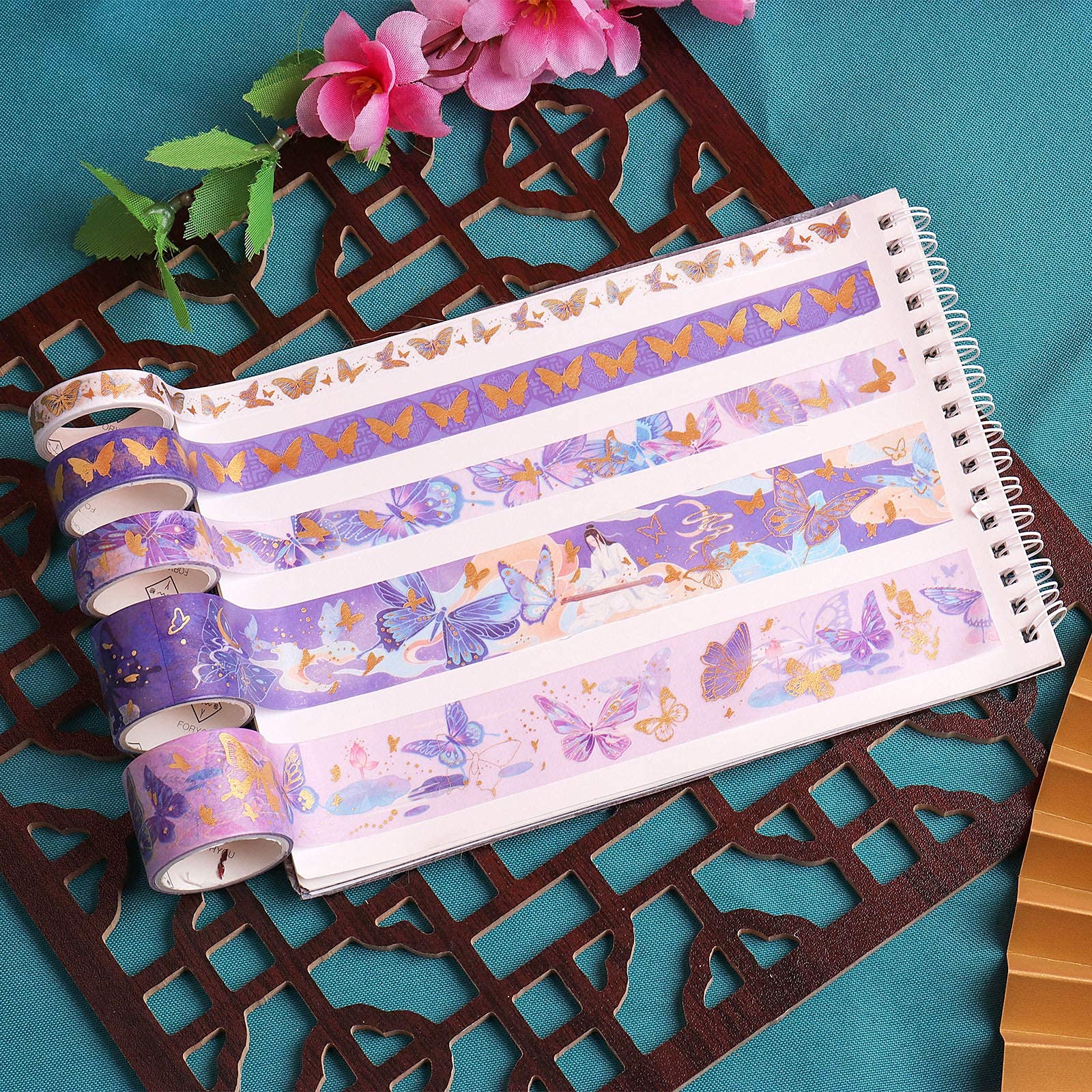 HASTHIP® Shine Gold Foil Washi Tape Sets 10 Rolls Washi Tapes with 10 Sheets Stickers Decorative Tape for Crafts Bullet Journal Gift Wrapping Scrapbooking (Blue 1) HASTHIP® Shine Gold Foil Washi Tape Sets 10 Rolls Washi Tapes with 10 Sheets Stickers Decorative Tape for Crafts Bullet Journal Gift Wrapping Scrapbooking (Blue 1)
